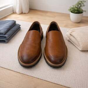 ECCO Modtray Brown Leather Lug Sole Loafers Slip On Comfort Shoes 39
